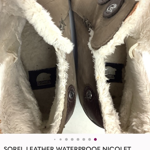 SOREL LEATHER WATERPROOF NICOLET THINSULATE WINTER BOOTS 7.5-8 - Picture 9 of 10